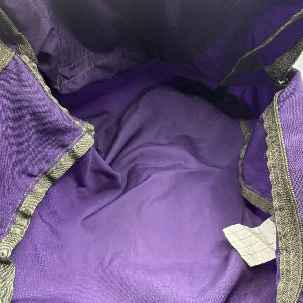 LL Bean Deluxe Book Pack Backpack Purple Grey Reflective Trim School Travel Bag